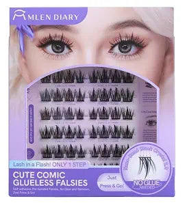 Self Adhesive Lash Clusters Press-On Eyelash Clusters 11-14mm Cluster Lashes No Glue Needed DIY Lash Extension Reusable Self Application at Home by MLEN DIARY (56 Pcs)