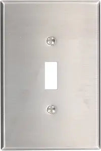 Leviton 1-Gang Toggle Switch Wallplate, Oversized, Non-Magnetic Stainless Steel, 84101-40