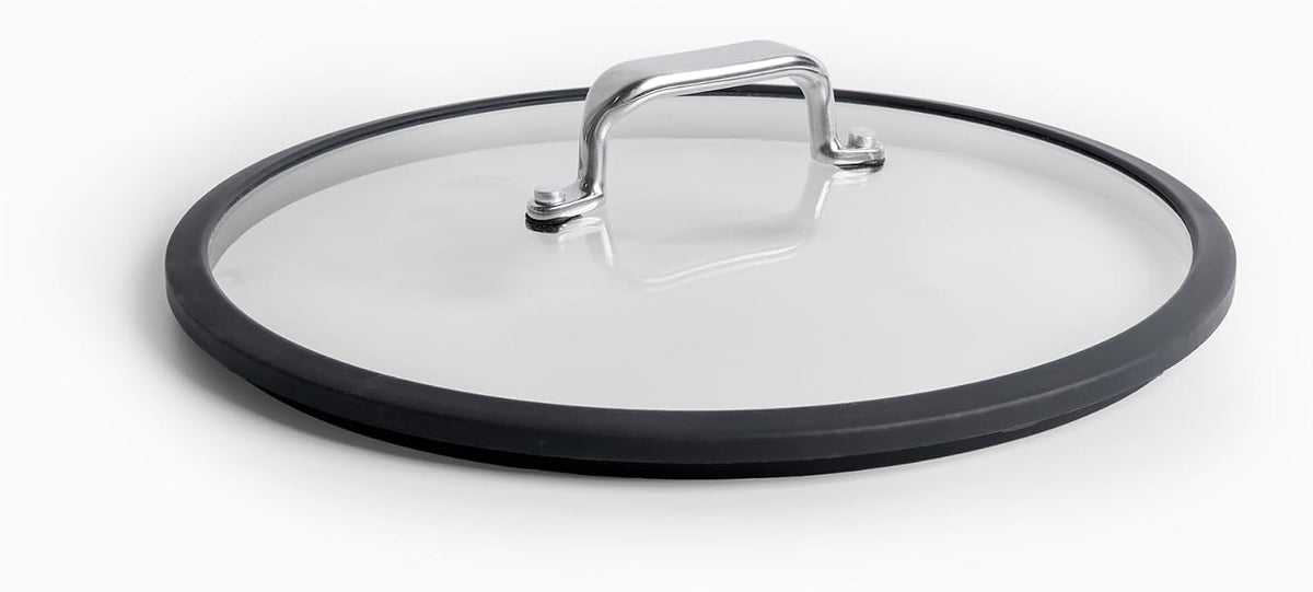 Misen Tempered Glass Lid with Anti-Scratch Silicone Rim, Oven Safe Replacement Cookware Skillet Lid for Misen Carbon Nonstick, Carbon Steel, and Frying Pans, Dishwasher Safe - 10 Inch