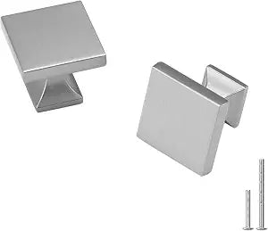 homdiy 10 Pack Cabinet Knobs Brushed Nickel Drawer Knobs - Square Cabinet Knobs for Dresser Drawers Silver MO6785SNB Kitchen Cabinet Knobs