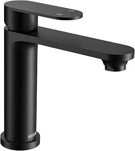HURRAN Single Handle Bathroom Sink Faucet, Matte Black, Stainless Steel Bathroom Faucets for Single Hole, Modern Vanity Faucet Farmhouse Lavatory Tap with Flexible Supply Hoses