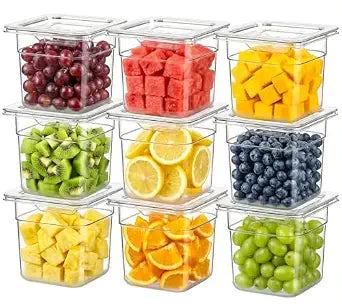 West Bay 9-Pack 1/6 Size 4''Deep NSF Polycarbonate Food Pans with Lids