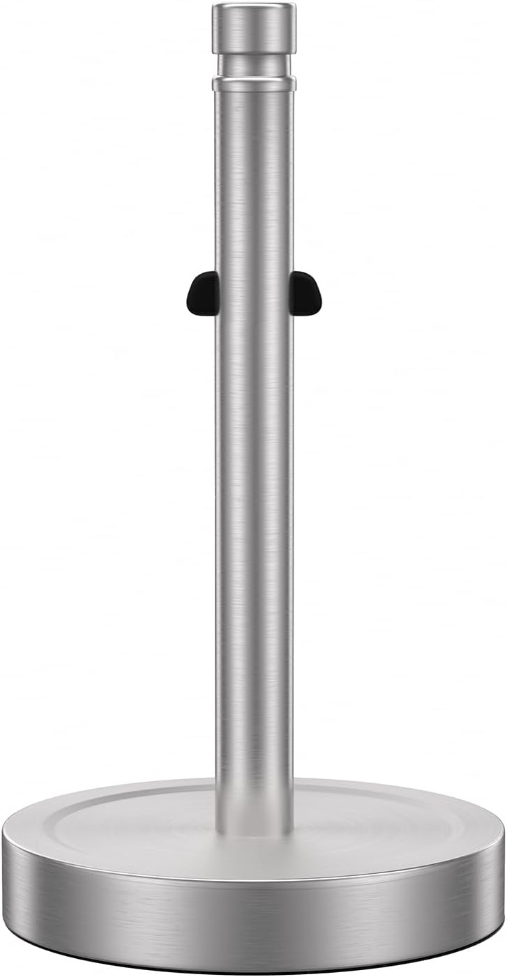 Nickel Paper Towel Holder Countertop,One-Handed Tear, Stainless Steel, Weighted Base Paper Towel Roll Holder Stand,Paper Towel Dispenser for Kitchen Bathroom,Non Slip