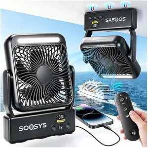 Magnetic Cruise Approved Fan with Light, 10000mAh Ultra-Slim Cruise Fan, 4-Speed, Hook Design, Remote Control & Timer, Portable Fan for Cruise Ship Cabin, Camping, Travel Cruise Essentials 2026