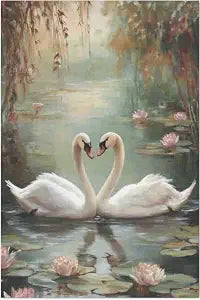 The Shabby Hummingbird Swan Romance Large Decoupage Paper, 21" x 29" (For Furniture, large projects)