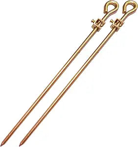 Portable Ground Rod,Oval-eye Grounding Bar with Ground Wire Clamps | Great for Electric Fences,Antennas,Satellite Dishes,and other Grounding Needs(18inch)