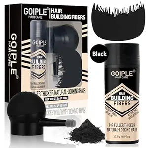 Hair Thickening Fibers & Pump Applicator Set Professional 3-in-1 Hair & Beard Styling Set - Hair Fibers Barber Enhancement Spray for Mens Hair or Beard - Hairline Enhancer & Volumizing Spray (Black)