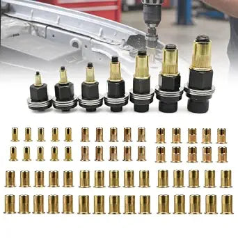 77PCS Carbon Steel Rivet Nut Tool Set, Rivet Nut Mandrel Set M3-M12