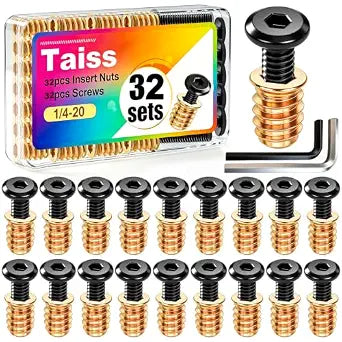 Taiss 64PCS Threaded Inserts for Wood Furniture Screws