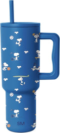 Simple Modern Peanuts 40 oz Tumbler with Handle and Straw Lid | Insulated Reusable Stainless Steel Water Bottle Travel Mug | Gifts for Women Men | Trek Collection | 40oz | Snoopy Sports