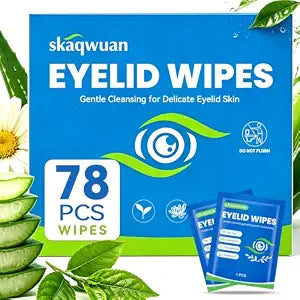 78PCS Eyelid Cleansing Wipes, Tea Tree Oil Gentle Cleansing Cloths, Gentle Daily Facial Cleansing Wipes for Sensitive Skin, Alcohol Free Moisturizing Eye Area Cleansing Wipes Bulk Pack