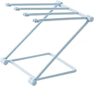 Countertop Dishcloth Drying Rack, 4 Arms Foldable Vertical Towel Stand, Drainage Holes Rack with Fast Drying & Hygienic Storage, Ideal for Kitchen & Bathroom (Light Blue)