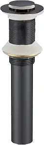 Bathroom Sink Drain Without Overflow, Vessel Sink Lavatory Vanity Pop Up Drain Stopper Without Overflow, Brass and Stainless 304, (Matte Black)