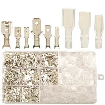Feggizuli 540pcs 2.8mm 4.8mm 6.3mm Male and Female Spade Connectors Kit with Insulating Sleeve, Crimp Terminals Electrical Connectors, Electrical Terminals for Electrical Wiring