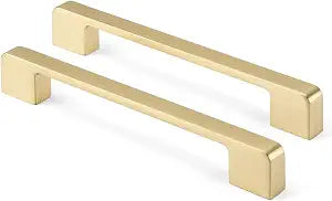 Rergy Cabinet Handles, Brushed Gold Drawer Pulls, 6.25", 10 Pack