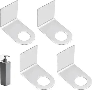 uxcell 4 Pcs Shower Shampoo Bottle Holder, 1.1 Inch Adhesive Soap Bottle Dispenser Holder Wall Mount, No Drilling Shampoo Conditioner Hanger for Bathroom Kitchen Toilet Hotel Home, Silver