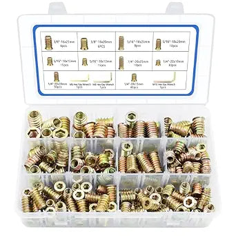 Threaded Inserts 170 PCS, 10 Sizes Assortment Kit for Wood Furniture