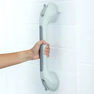 SlipX Solutions 17 Safe Grip Shower Grab Bar, Extra Long Suction Cup Handicap Grab Bars for Seniors, Heavy Duty PryLock Suction Cups for Bathtub, Bathroom Accessories No-drill No Tools Removeable (2)