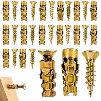 614mm Short Expansion Screw Set for Cabinet Hinge Repair and Stripped Thread Restoration, Secure Cabinet Door Fastening, Suitable for Tile Stone Wood and More (30pcs)