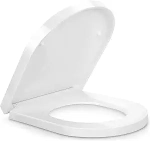 D/U Shape Toilet Seat,Soft Close and Quick-Release for Easy Cleaning Toilet Seats Cover,Stable Hinge Design to prevent shifting -White Elongated Toilet Lid