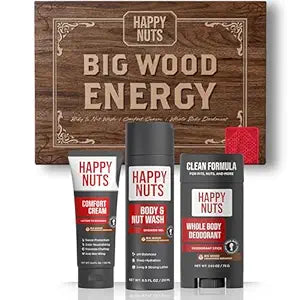 HAPPY NUTS Big Wood Energy Gift Box for Men - Self Care Set Mens Gift Idea