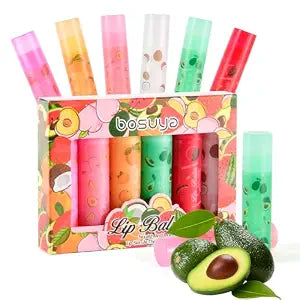 Fruit Lip Balm Set - 6 Pack Natural Moisturizer with Coconut Oil | Long-Lasting Hydration for Dry Lips | Birthday Gift for Women/Men | Non-GMO, Gluten-Free, Cruelty-Free