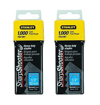 TRA708T Sharpshooter 1,000 1/2" 12MM steel narrow crown staples T-50 (2 Pack)
