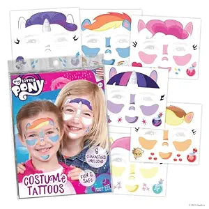 My Little Pony Costume Face Temporary Tattoos ï¿½ï¿½ï¿½ï¿½ï¿½ï¿½ï¿½ï¿½ï¿½ Tattoo Set for Kids Featuring Twilight Sparkle, Rainbow Dash, Pinkie Pie & More, Easy Halloween Costume Accessor