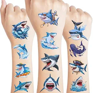Shark Temporary Tattoos For Kids, Ocean Party Favors