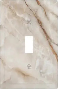 Beige Marble Pattern Light Switch Cover Modern Wall Plate Decorative 1 Gang Single Toggle Switch Plates Electrical Outlet Faceplate for Bathroom Kitchen Bedroom 5" x 3"