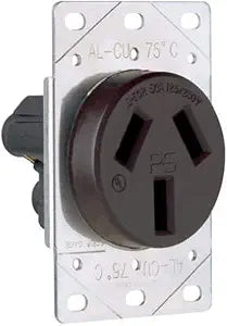 Legrand 50 Amp 125/250 Volt NEMA 10-50R Range Flush Receptacle Black 1 Pack