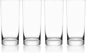 Mikasa Lana Tall Beverage Highball Glass Cups, Set of 4, 16 Ounce, Clear