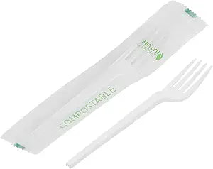 Restaurantware White Plastic Cpla Fork, 6.5 In, 50 Pack