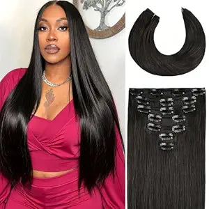 Invisible Clip in Hair Extensions Real Human Hair Seamless 18Inch 8pcs/100g
