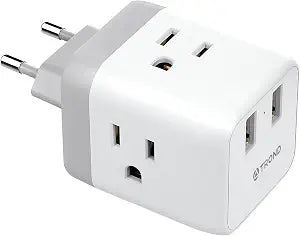 TROND European Travel Plug Adapter with 3 AC, 2 USB Ports, Type C Plug