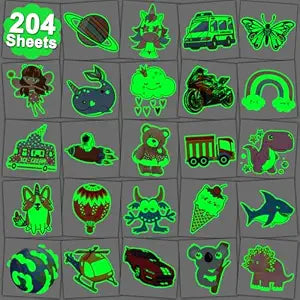 CHARLENT 204 Sheets Glow in The Dark Temporary Tattoos for Kids