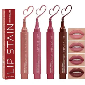 4Pcs Matte Lip Stain Set,Highly Pigmented Liquid Lip Marker Lip Contour