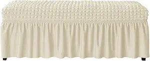 SZJIAHTM Dining Bench Soft Stretch Slipcover with Skirt Polyester Footstool Protector Bubble Lattice Piano Bench Covers for Living Room and Bedroom