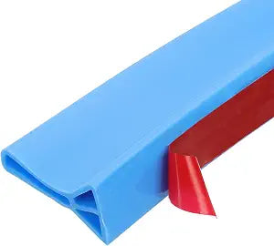 PATIKIL 2" Collapsible Shower Threshold Water Barrier, 118 Inch Self Adhesive Shower Door Bottom Seal Silicone Water Splash Guard for Bathroom Kitchen, Blue (9.8 Feet)