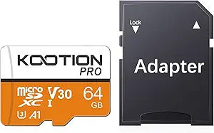 KOOTION Micro SD Card 64GB UHS-I microSDXC Flash Memory Card with Adapter, C10, U3, A1, V30, 4K UHD TF Card