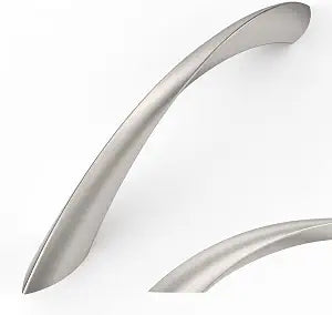 Amerdeco 10 Pack Brushed Satin Nickel 5 Inch(128mm) Hole Centers Kitchen Arch Twisted Cabinet Pulls Cabinet Hardware Kitchen Handles for Cabinets Cupboard Handles Drawer Pulls ZH0048