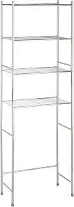 Honey-Can-Do 4-Tier Over-The-Toilet Storage Shelf - Space-Saving Steel Bathroom Restroom Organizer with Neutral Chrome Finish, Ideal for Towels, Toiletries, & Essentials - 24"W x 68"H x 11"D