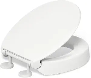 KOHLER 25876-0 Hyten 3" Height, Elevated Soft Close Round Toilet Seat, Contoured Seat with Grip-Tight Bumpers, Quick-Attach Hardware, White