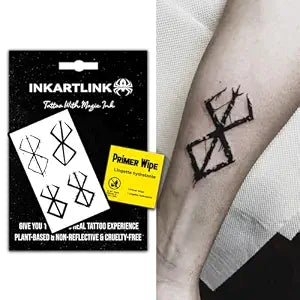 INKARTLINK Berserk Block Temporary Tattoos, Realistic Waterproof