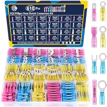 ZQZ 610Pcs Heat Shrink Marine Wire Connectors Assortment Kit, Waterproof