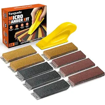 54PCS Premium Micro Sander, Detail & Mini Sander Block  Precision Small Hand Sanding Tool, 80800 Grit Sandpaper Kit, 3-in-1 Set for Wood, Crafts, Furniture, Tight Spaces & DIY Projects