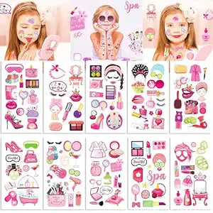 Spa Party Temporary Tattoos for Girls, 10 Sheets 110 Pcs Waterproof Fake Tattoos, Girlï¿½ï¿½ï¿½s Spa Birthday Party Favors, Iridescent Foil Beauty Theme Tattoo Stickers fo