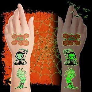 PreCut Glow in The Dark Halloween Temporary Tattoos for Kids, 102 Unique Designs Luminous Tattoo Stickers for Halloween Party Favors, Gifts, Prizes, Trickï¿½ï¿½ï¿½ï¿½ï¿½ï¿½ï¿½ï¿½ï¿½orï¿½