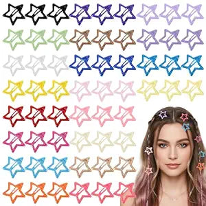 cobee 60 PCS 1.26" Sparkling Stars Hair Clips, Multiple Colors Metal Clips