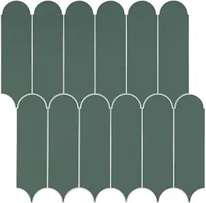 Olive Green Peel and Stick Backsplash, 6Sheet Feather Wall Tile